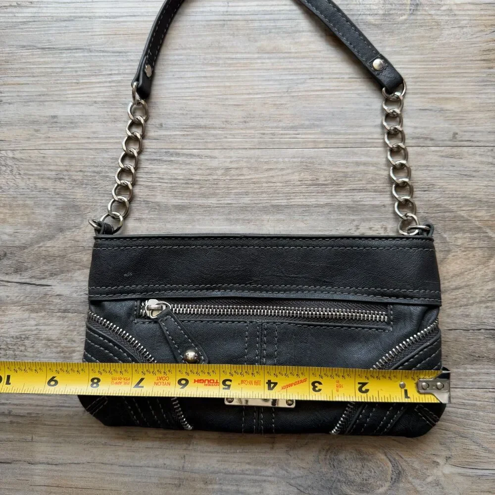 Nine West Y2K Gray Wallet Bag Clutch Chain Strap Vintage Early 2000s Grunge